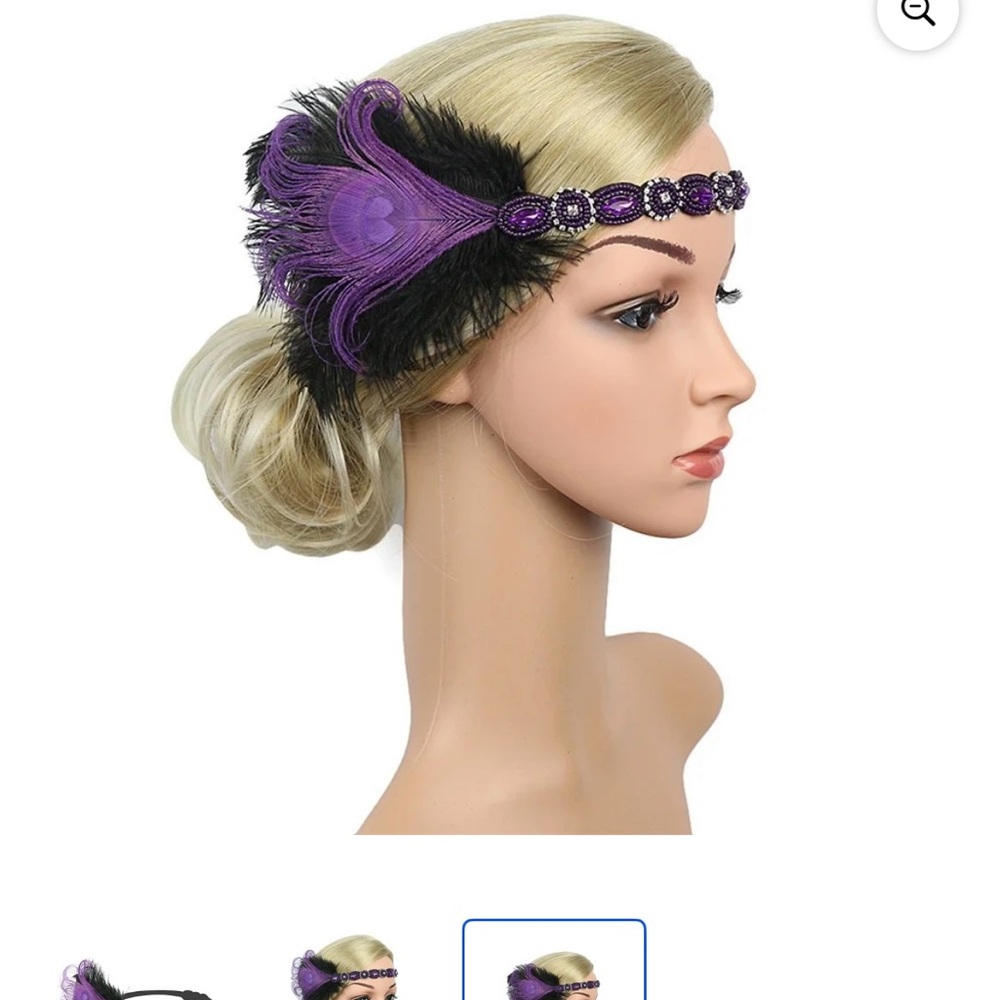 20s Theme Embellished V-Neck Purple Midi Dress - Picture 5 of 9